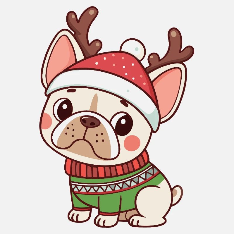 Chiot Noël Bonnet et Pull Vert