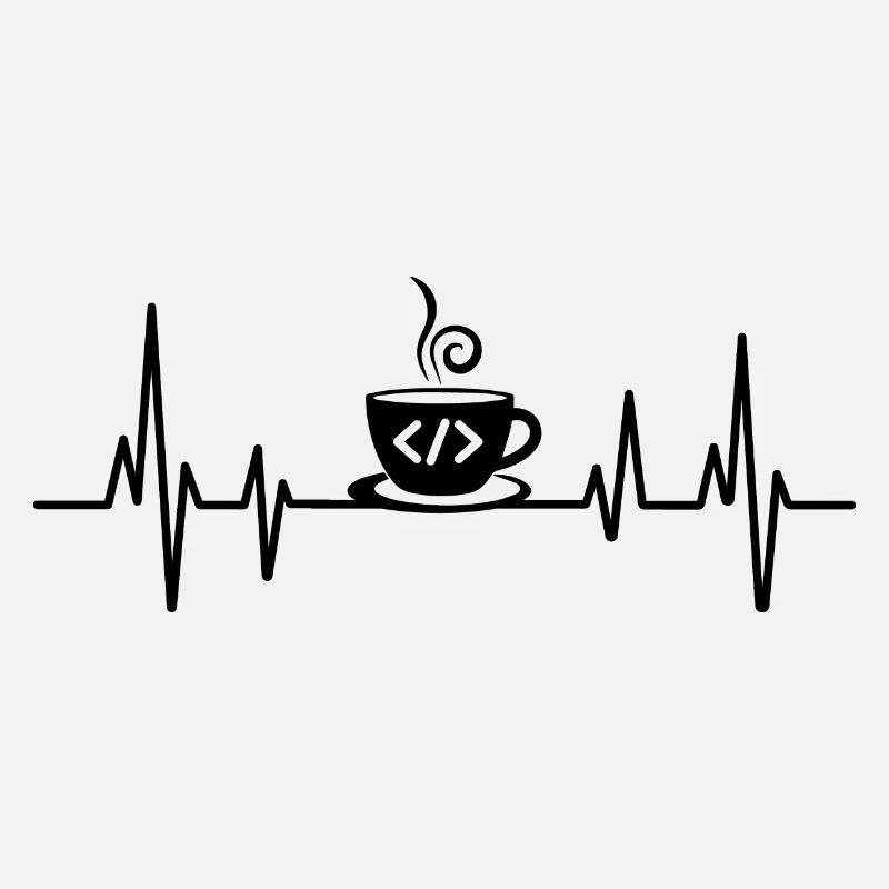 Coffee Coding Heartbeat Coder Developer Nerd Coffe