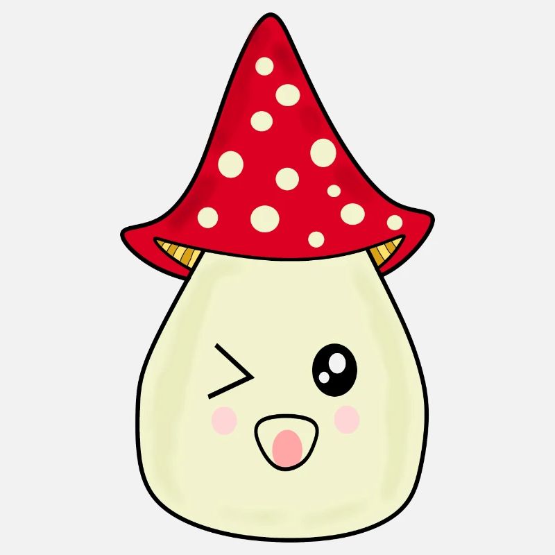 Kawaii Mushroom Toadstool cute red with face