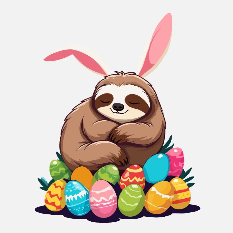 Funny Sloth Easter Bunny Iconic Easter