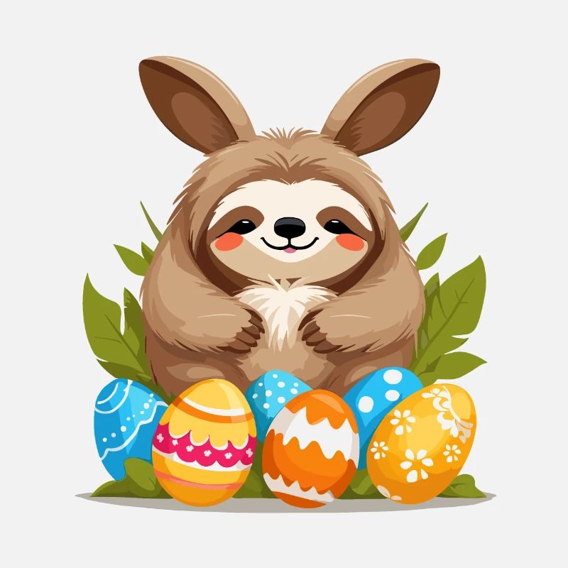 Funny Sloth Easter Bunny Iconic Easter