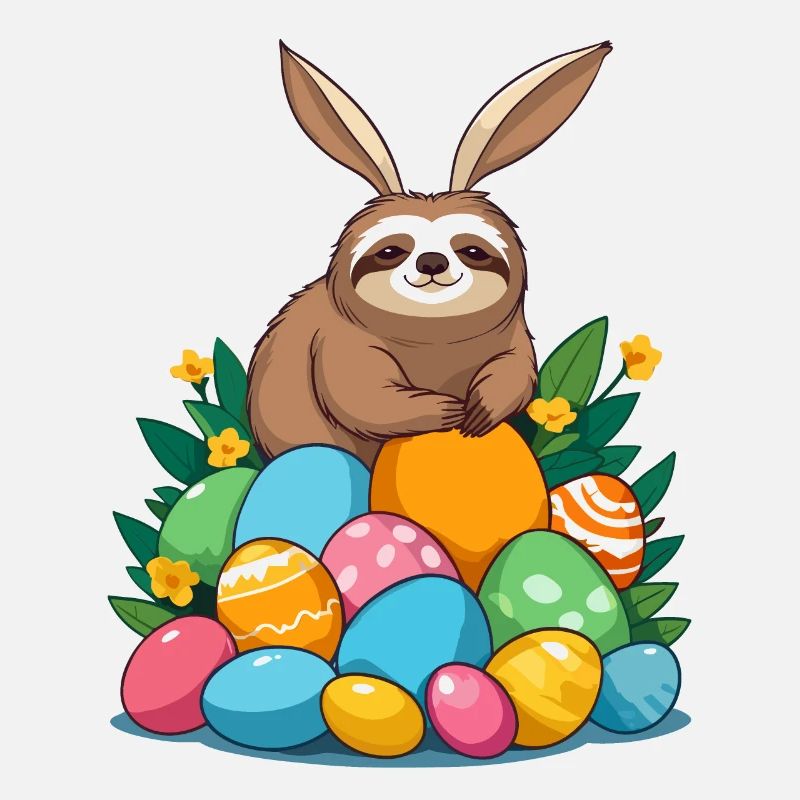 Funny Sloth Easter Bunny Iconic Easter