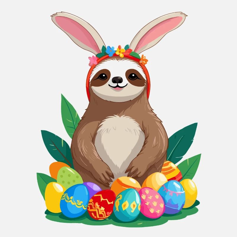 Funny Sloth Easter Bunny Iconic Easter