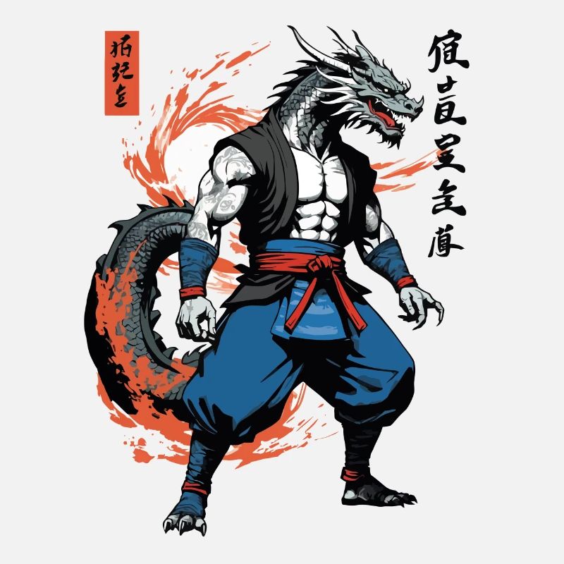 Samouraï Dragon Vintage Ukiyo-e Style Artwork