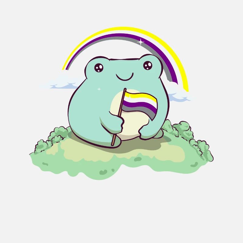 Non-binary Pride Flag Cute Frog Subtle