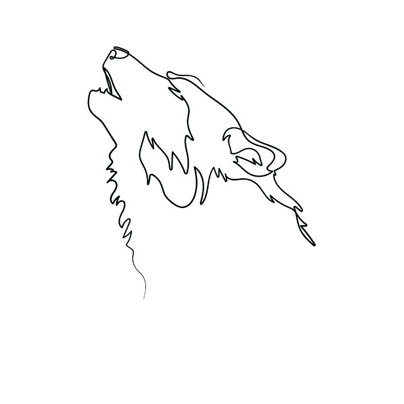 One Line Drawing Wolf Single Art