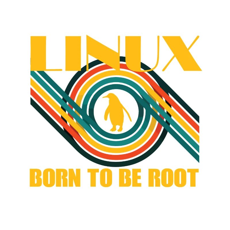 Born To Be Root Linux Retro Pinguin Nerd Geek
