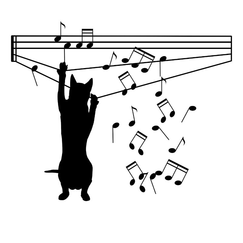 Le chat joue avec des notes
