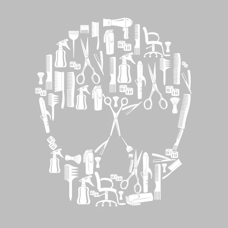 Skull from different tools barber