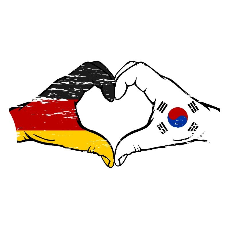 Allemagne Corée du Sud Drapeau Mains Coeur Forme Utilisé