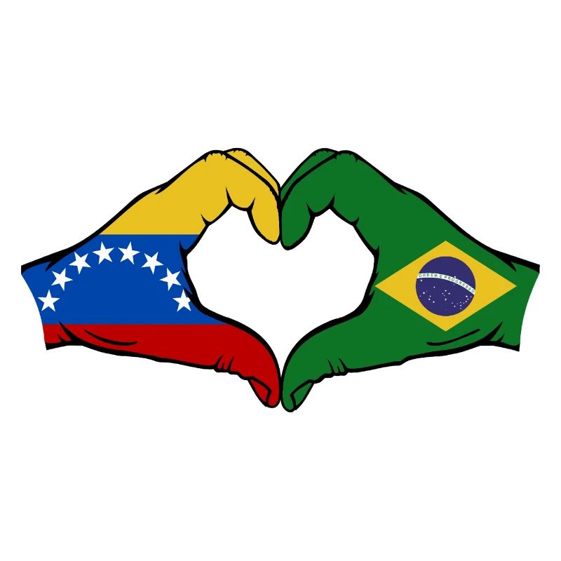 Venezuela Brésil Drapeau Mains Coeur Forme
