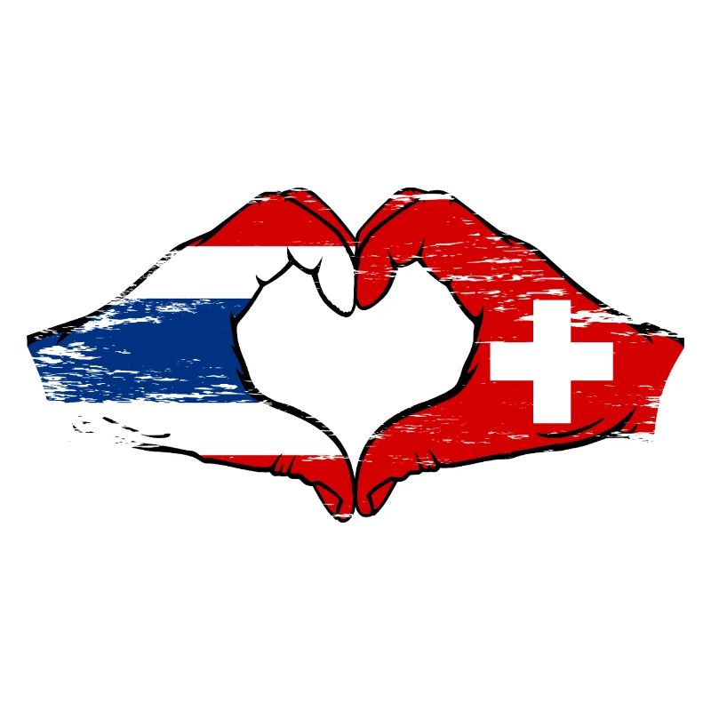 Thaïlande Suisse Drapeau Mains Coeur Forme Utilisé