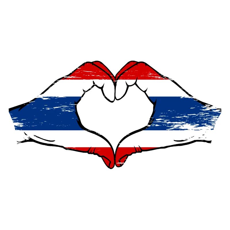 Drapeau de la Thaïlande mains forme coeur utilisé