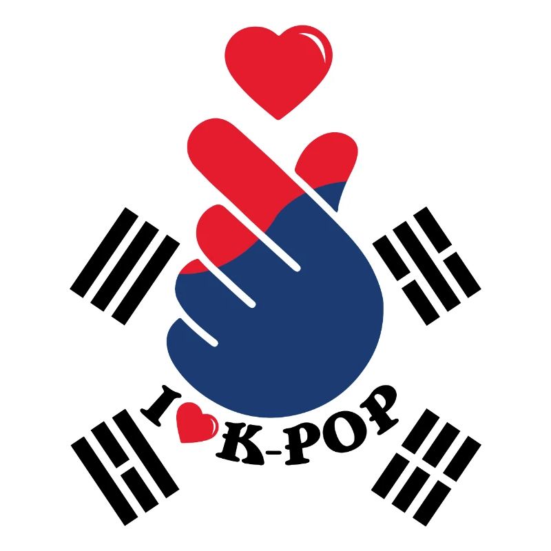 J’aime K-Pop coeur geste de la main Drapeau