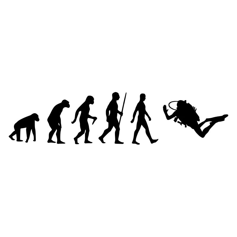 Evolution human monkey diver diving scuba diving