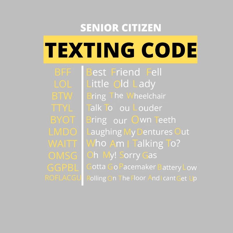 Drôle de code textuel pour personnes âgées Conception de code grand-père