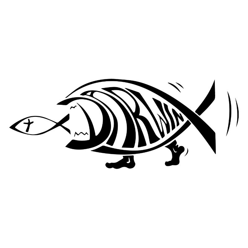 Darwin poisson mangeant des poissons de Jésus évolution drôle