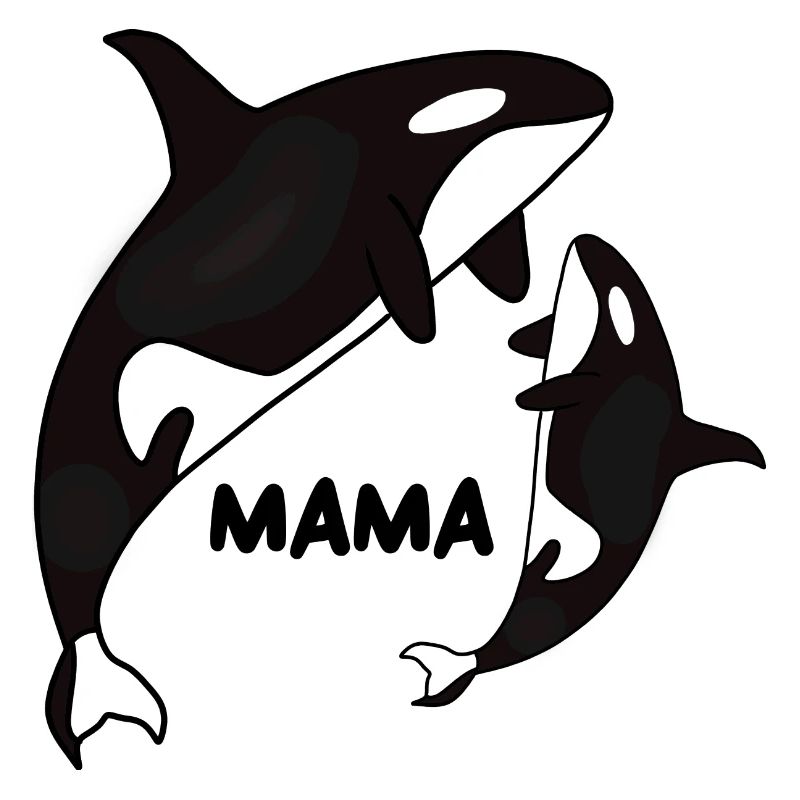 Mama Orca mit Cub, Ozean Tier, Mutter