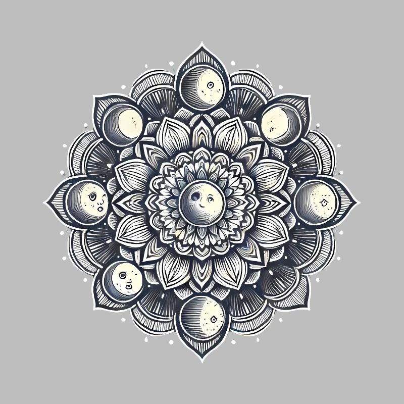 Celestial Moon Phase Mandala Tattoo