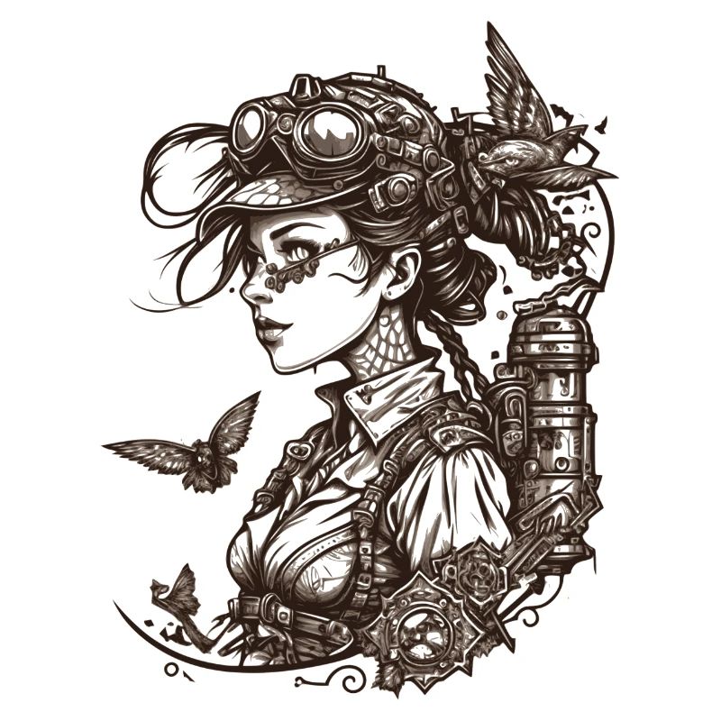Beauté Steampunk avec toutes sortes de techniques rétro