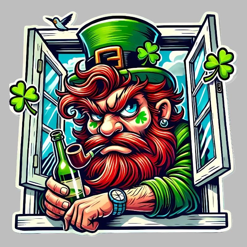 Grumpy Leprechaun St Patricks Window