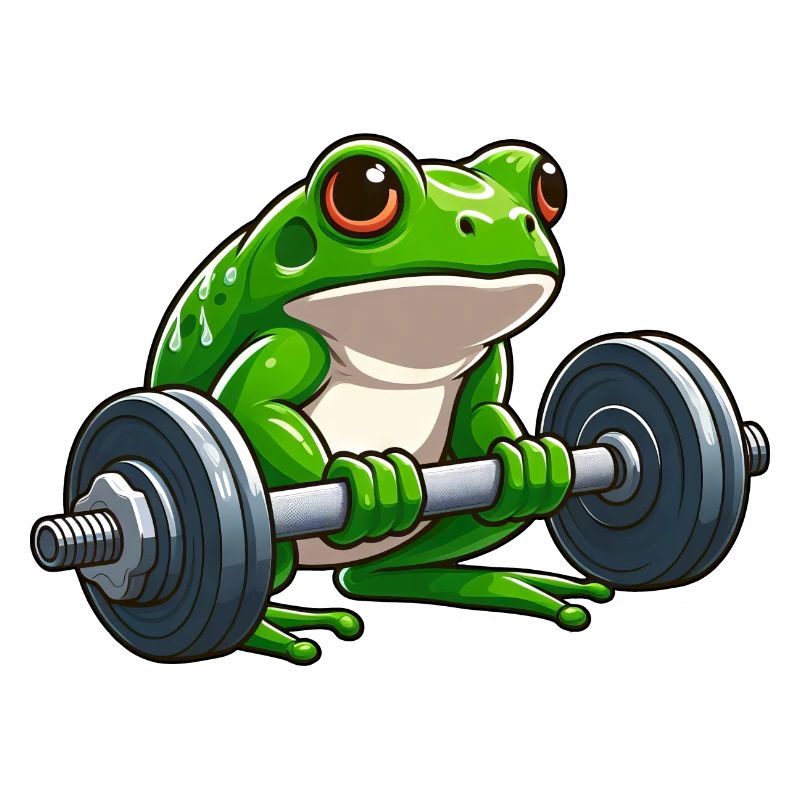 Strong frog while lifting weights