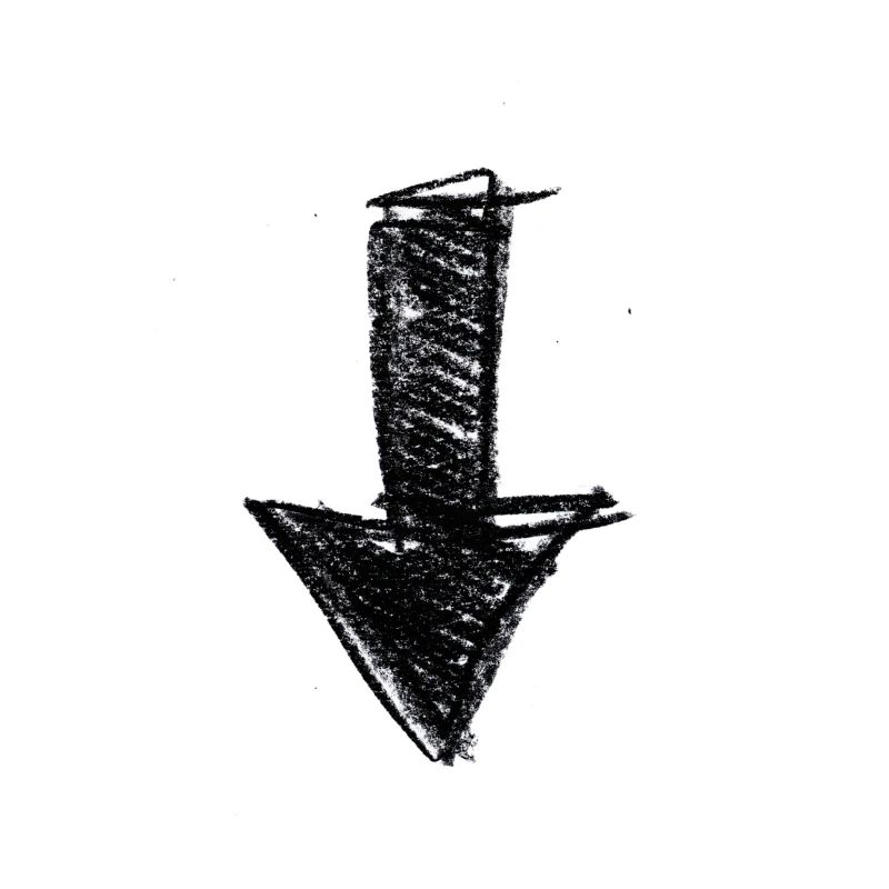 Flèche peint vers le bas idée de cadeau Scribble