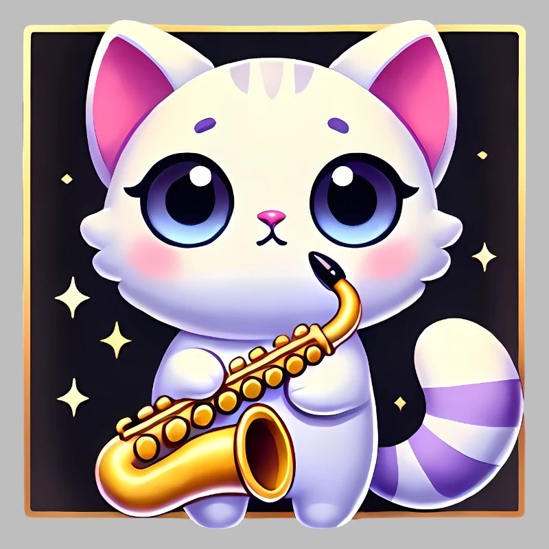 Conception de dessin animé de chat de saxophone mignon