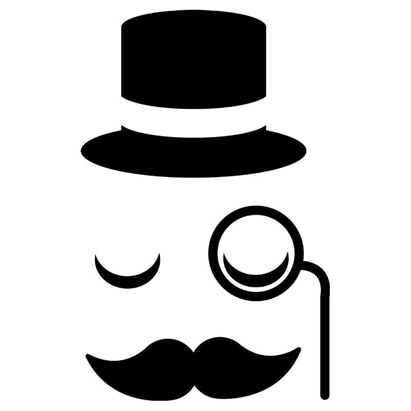 Gentleman mustache monocle beard cylinder glasses