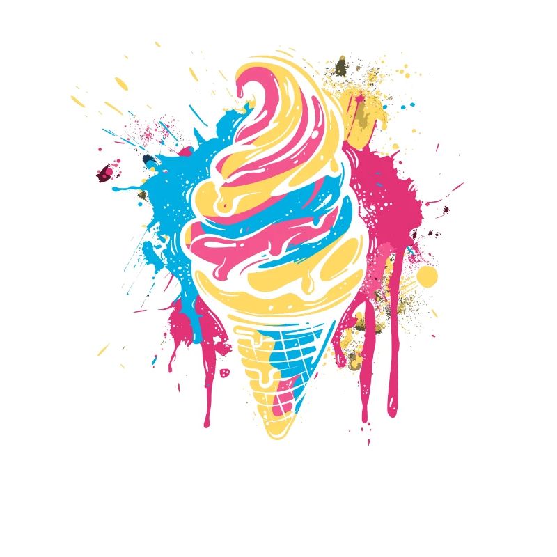 Cornet de crème glacée Éclaboussures de couleur