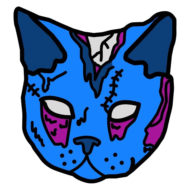 Masque de chat bleu patchwork