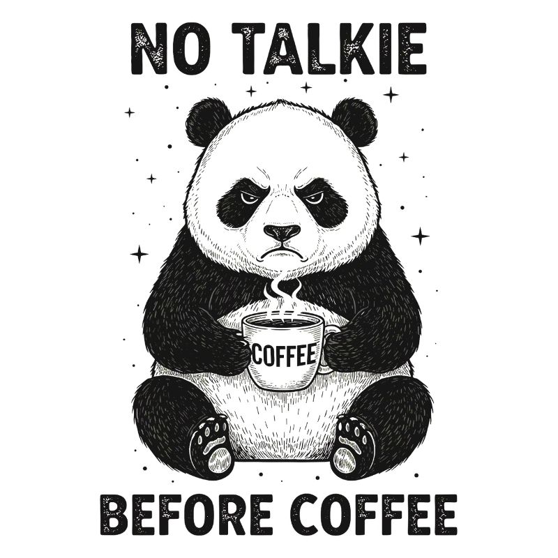 Pas de conversation devant un panda amateur de café