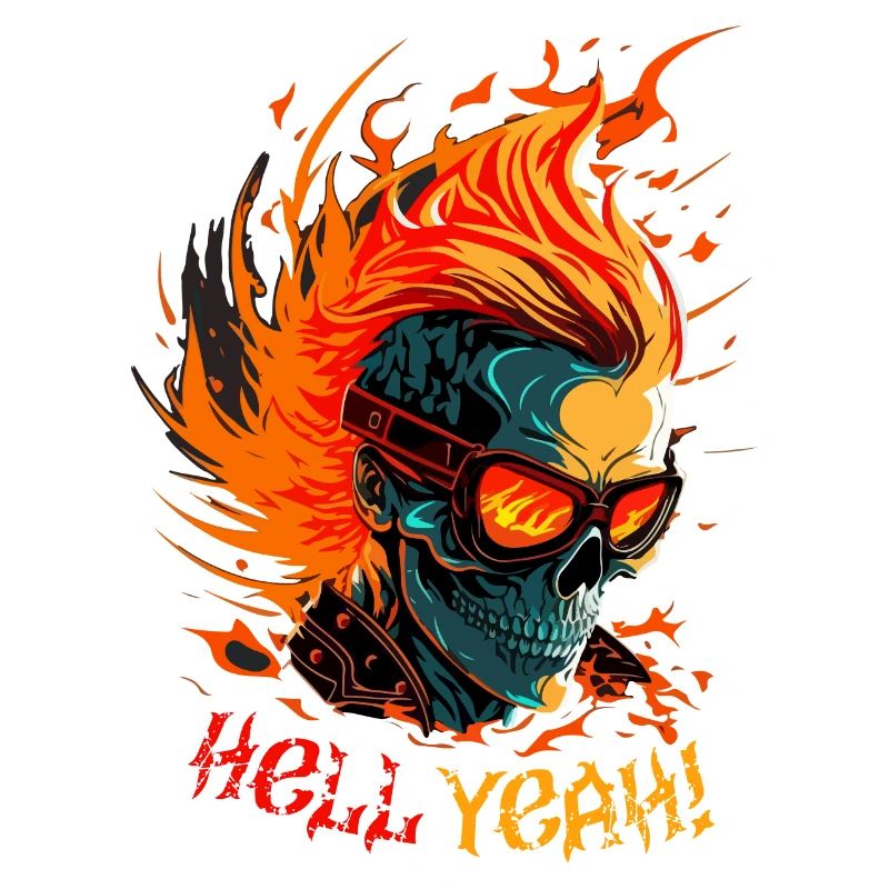 Flaming Skull with Hell Yeah