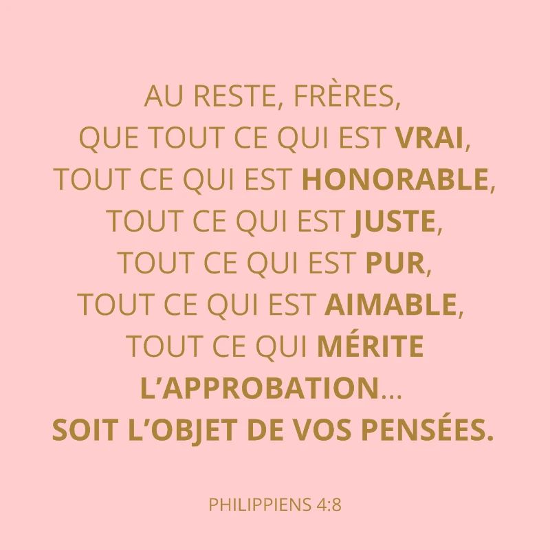 PHILIPPIENS 4:8 - VERSET DE LA BIBLE - Couleur or
