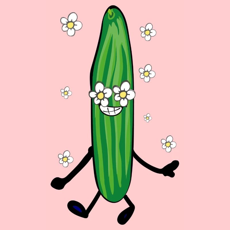 concombre, fleurs, bande dessinée, flower power