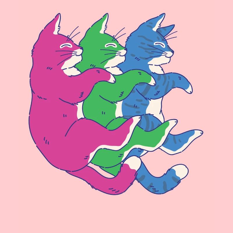 Drapeau LGBTQ - Cute Cat Pile Polysexual