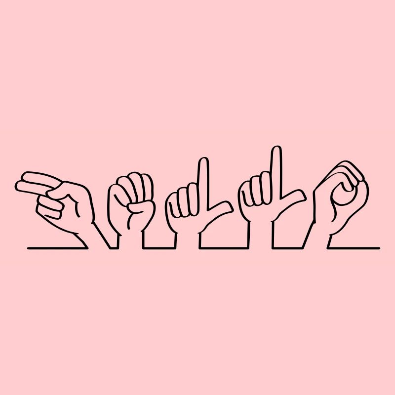 Sign slogan hello sign language. Deaf language.