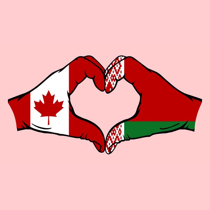 Canada Biélorussie drapeau mains forme coeur