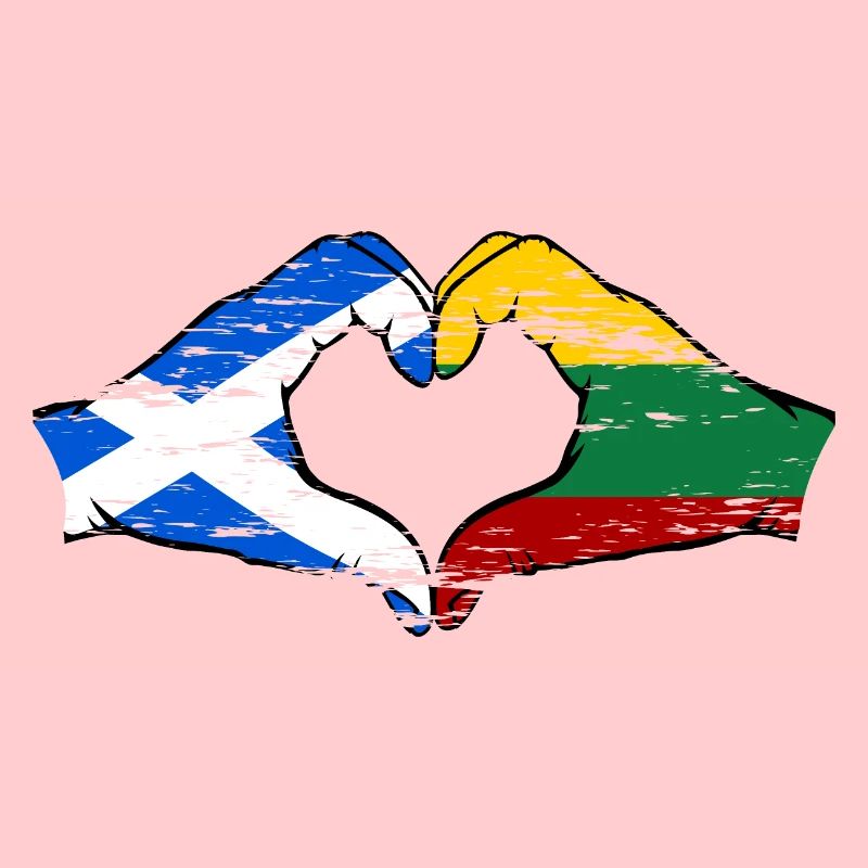 Ecosse Lituanie Drapeau Mains Coeur Forme Utilisé