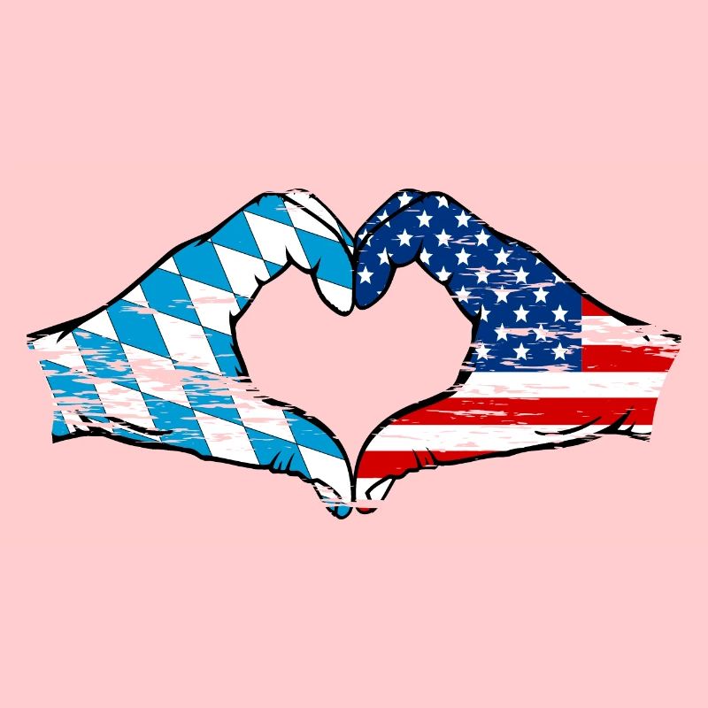 Bavière, USA, Drapeau, Mains, Forme de coeur Utilisé