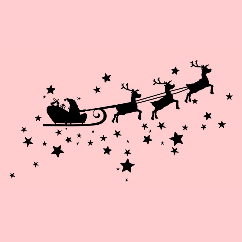 Christkind mit Schlitten am Sternenhimmel