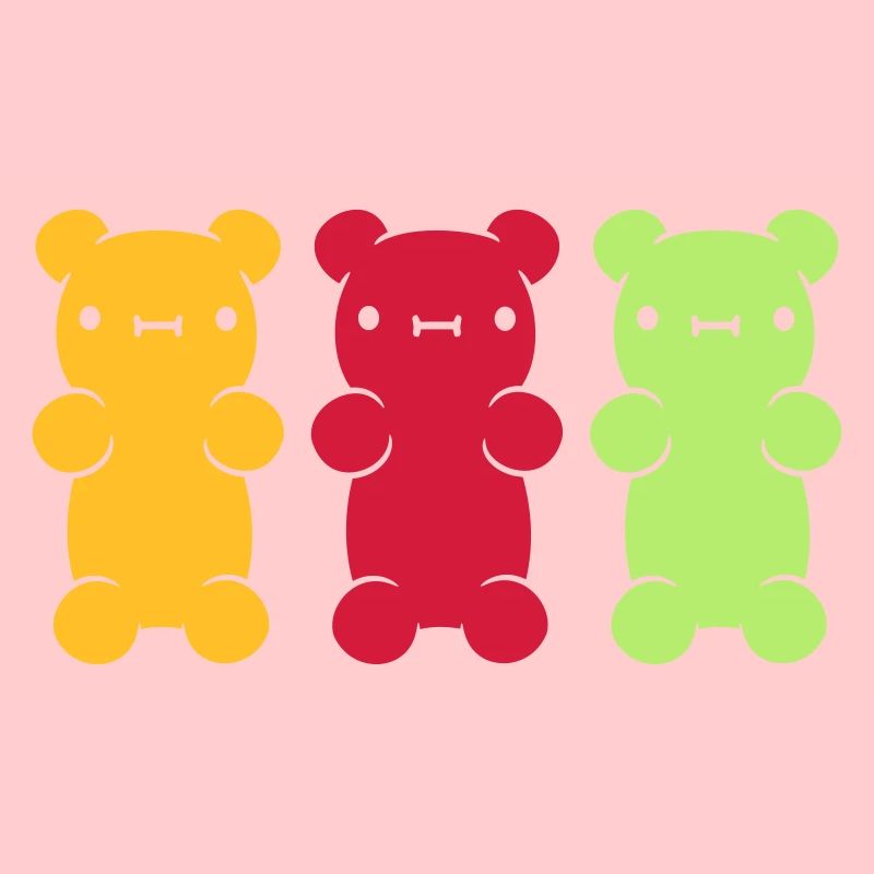 3 colorful gummy bears
