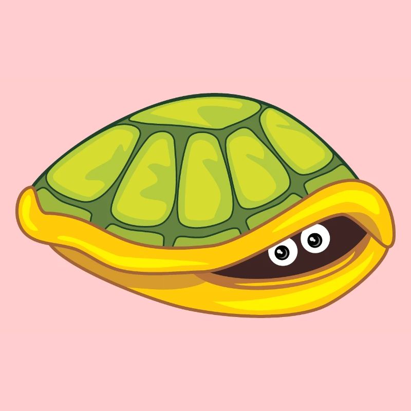 Funny scared turtle hide
