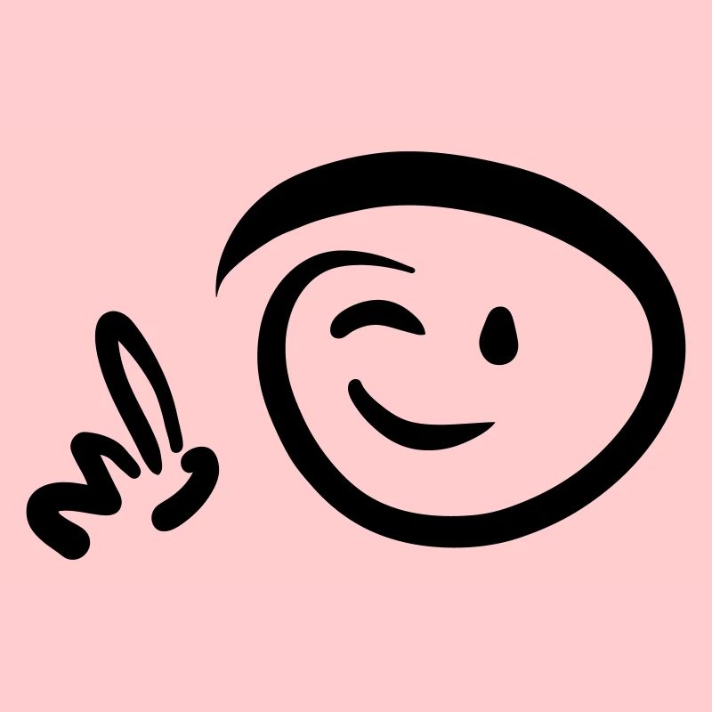 Face winks pointing with finger at something