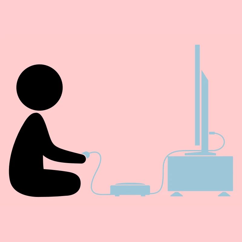 A boy plays with his games console