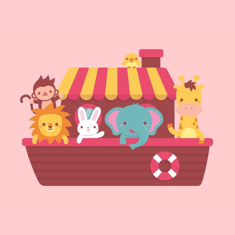 Noah Ark, Cute Animals on Boat