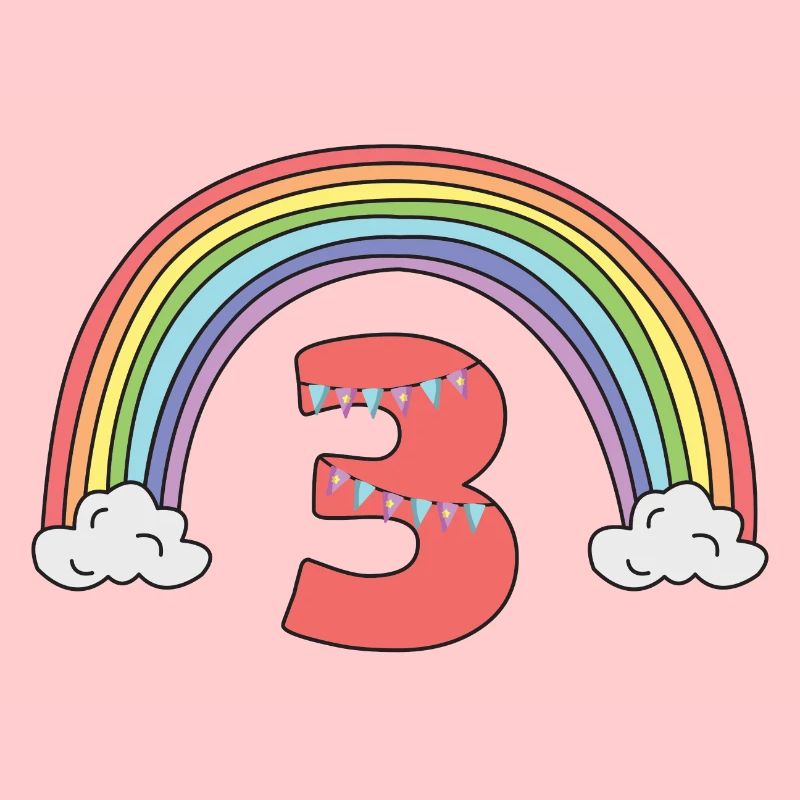 3. Geburtstag Regenbogen Pastell Niedlich Mädchen
