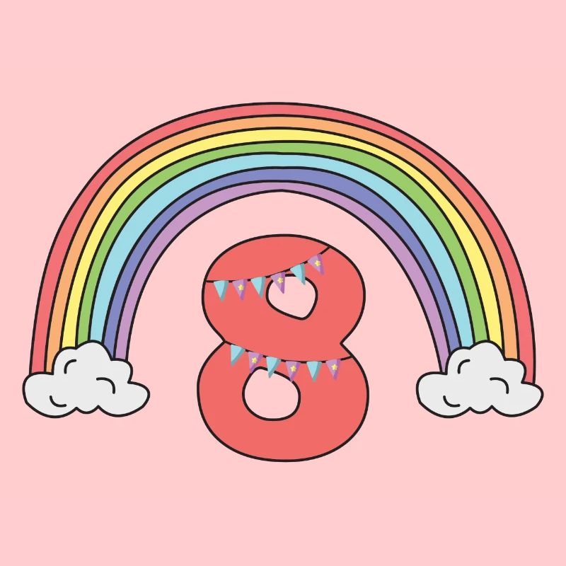 8. Geburtstag Regenbogen Mädchen Pastell Süß