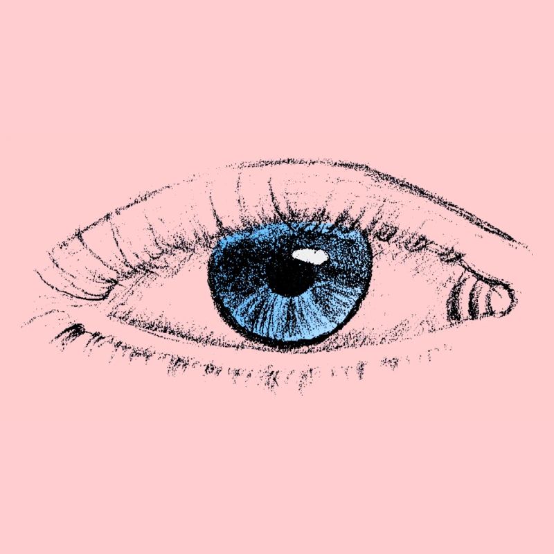 Oeil avec iris bleu