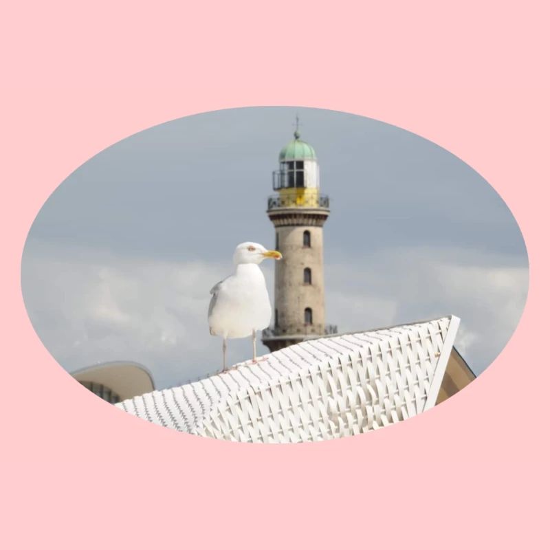 La mouette et le phare de Warnemünde